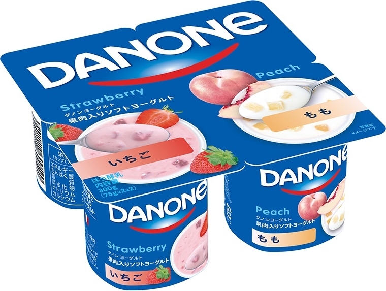 【中評価】ダノン ダノンヨーグルト いちご+もも カップ75g×4のクチコミ・評価・カロリー情報【もぐナビ】
