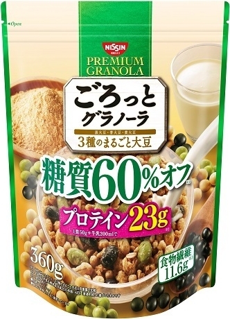 日清シスコ ごろっとグラノーラ 3種のまるごと大豆 糖質60％オフ 袋360g