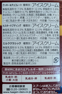 「ハーゲンダッツ アソートボックス アニバーサリーアソート ミルククラシック・カスタードプディング・クッキー＆チョコレ 箱70ml×6」のクチコミ画像 by はるなつひさん