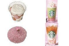 今週新発売のさくら味まとめ！『さくら香るホイップ＆さくらシフォン』、『抹茶と桜わらびもち フラペチーノ』など♪