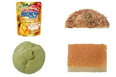 今週新発売のもちもちまとめ！『パイチュウプレミアム 甘熟マンゴー』、『もちもち食感お好み焼きパン』など♪