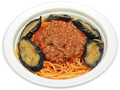 旬のナスと挽肉のピリ辛トマトスパゲティ