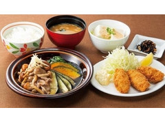 デニーズ 豚しゃぶのきのこあんかけと牡蠣フライご膳 ごまドレ豆腐サラダつき 商品写真