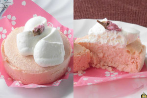 食感ふんわり桜の香りほんのり、桜色のスフレタイプチーズケーキ。