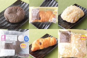 ローソン「ブランのほろにがショコラパン～ホイップクリーム入～」、ローソン「焼きチョコフランスパン」、ローソン「ザクッとシュガーのビスケットデニッシュ」