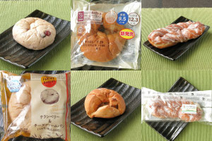 ファミリーマート「クランベリー＆チーズクリームパン」、ローソン「たんぱく質が摂れるチキンとチーズパン」、セブン-イレブン「ミルクあげぱん」