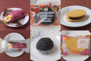 ローソン「おいものクレープ」、セブン-イレブン「揚げない胡麻団子　かぼちゃあん」、ファミリーマート「クリスピーチョコサンド」