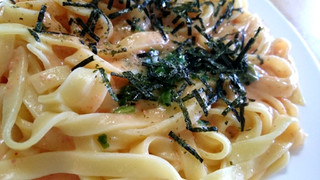 「日清もちっと生パスタ 青ネギときざみ海苔の明太子クリーム 袋270g」のクチコミ画像 by レビュアーさん