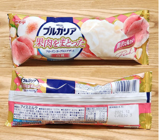 「明治 ブルガリア 果肉をまとったフローズンヨーグルトデザート 白桃 袋82ml」のクチコミ画像 by みにぃ321321さん