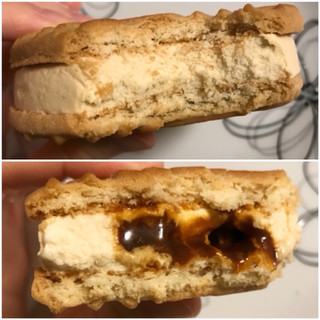 「セブンプレミアム バターが贅沢に香るクッキーサンド 塩キャラメル味 袋60g」のクチコミ画像 by やにゃさん