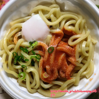 「セブン-イレブン まぜ麺！明太温たまうどん」のクチコミ画像 by マロンまろんさん