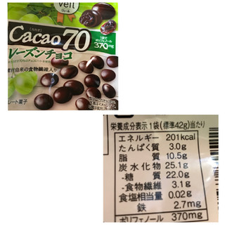 「正栄デリシィ カカオ70 レーズンチョコ 袋45g」のクチコミ画像 by umiU・x・Uさん