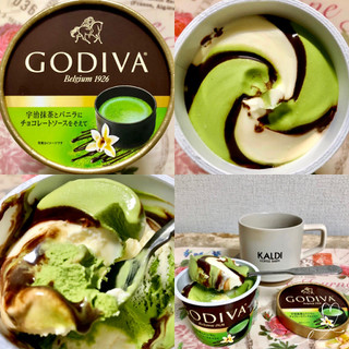 「ゴディバ カップアイス 宇治抹茶とバニラにチョコレートソースを添えて カップ90ml」のクチコミ画像 by マロンまろんさん