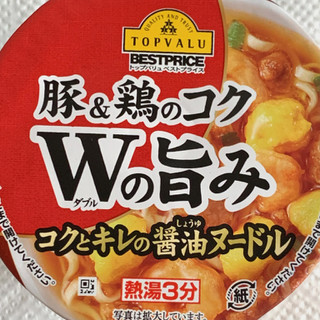 「イオン トップバリュ ベストプライス 豚＆鶏のコク Wの旨み コクとキレの醤油ヌードル カップ78g」のクチコミ画像 by めりけんさん