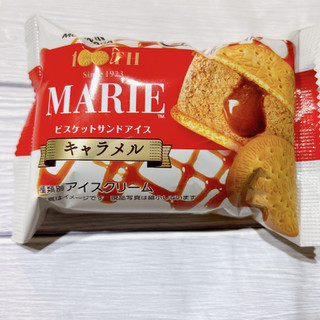 「森永製菓 100THマリービスケットサンドアイス キャラメル 袋65ml」のクチコミ画像 by ice-tokkoさん