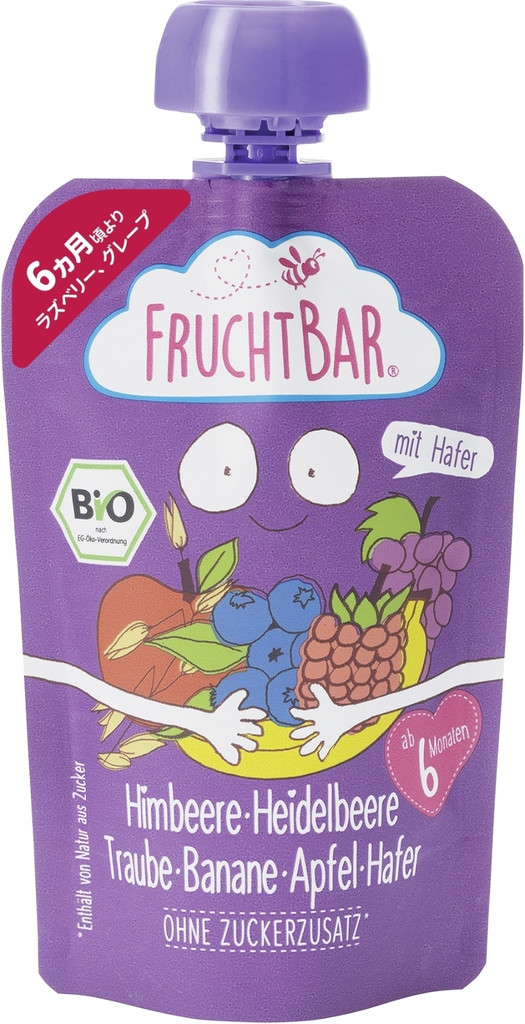 「ティーレックス FRUCHTBAR ラズベリー・ブルーベリー・グレープ・バナナ・アップル・オートミール」の商品情報