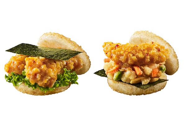 モス「海老天めんたい＆えびとかきあげ天めんたい味」新発売！ボリューム満点ライスバーガー♪